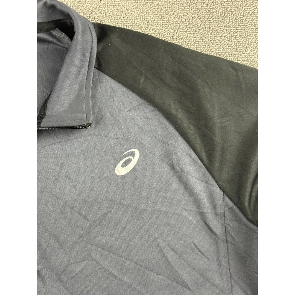 Asics Full Zip Jacket Men XL Gray Black Colorblock Stand Collar Sportswear Light